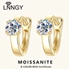 Lnngy Solitaire 5MM 0.5CT Moissanite Hoop Earrings For Women Oorbellen Zilver 925 Sterling Silver U-shaped Earring Jewelry Gift
