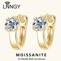 Lnngy Solitaire 5MM 0.5CT Moissanite Hoop Earrings For Women Oorbellen Zilver 925 Sterling Silver U-shaped Earring Jewelry Gift