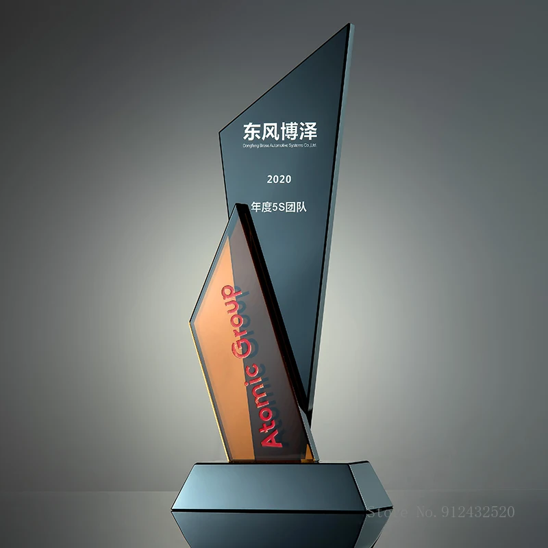 Crystal Trophy Custom Creative Glass Awards, Commemorative Making, Home Decor, Free Engraving Blade's Edge, New, 2024