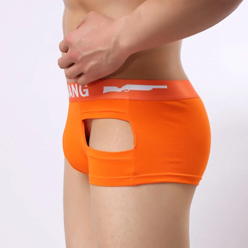 Man Fashion Crotch Hollow Underwear Panties Low Waist Elastic Belts Lingerie Boxers Gay Exotic Underpants Breathable Funny Brief 2