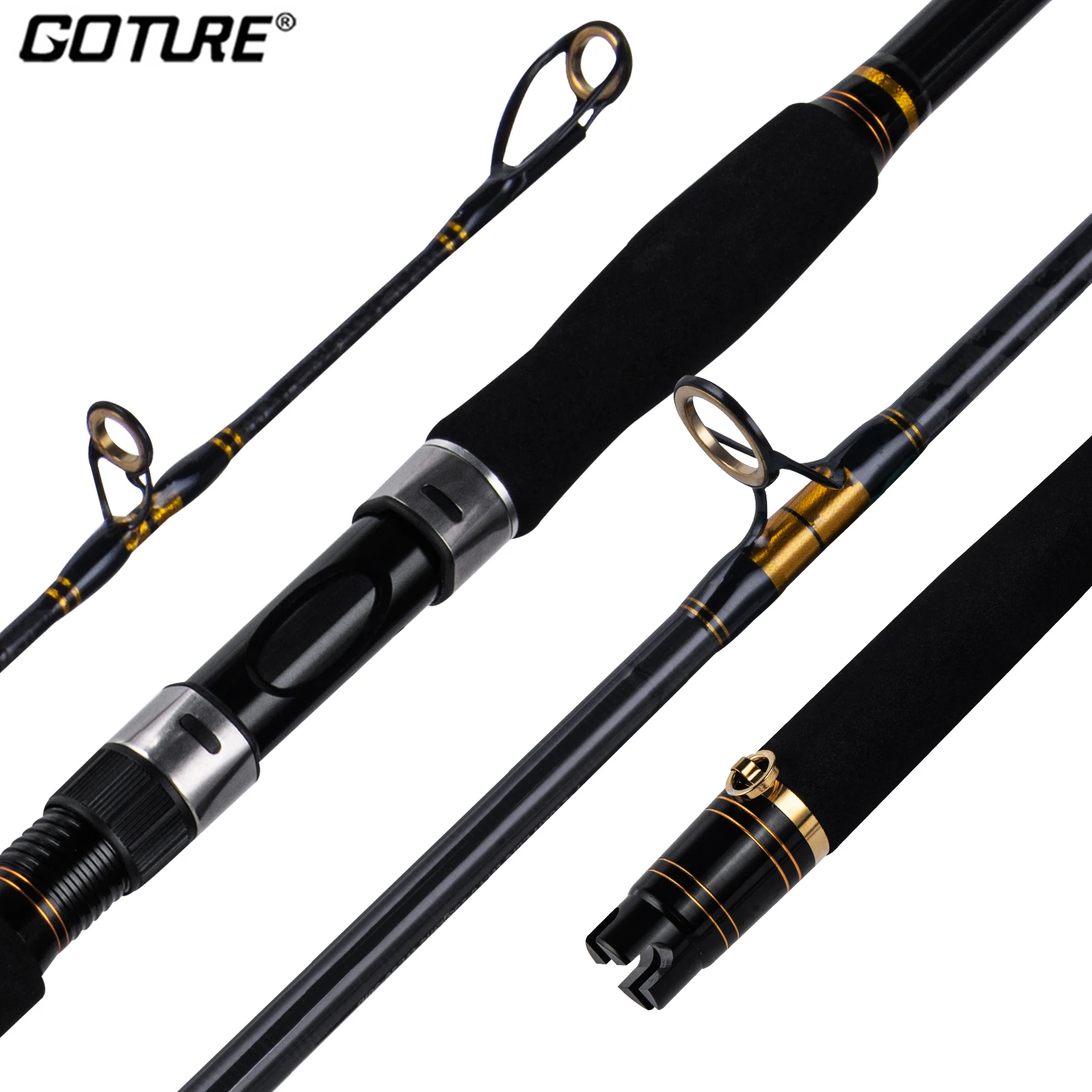 Goture Spinning Jigging Rod 1.8m 2.1m 3 Sections Super Hard 24T Carbon