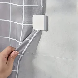 Durable Windproof Shower Curtain Clips - Secure, Stable, and Light - Proof Fixers Without Drilling - 4pcs (WHITE)