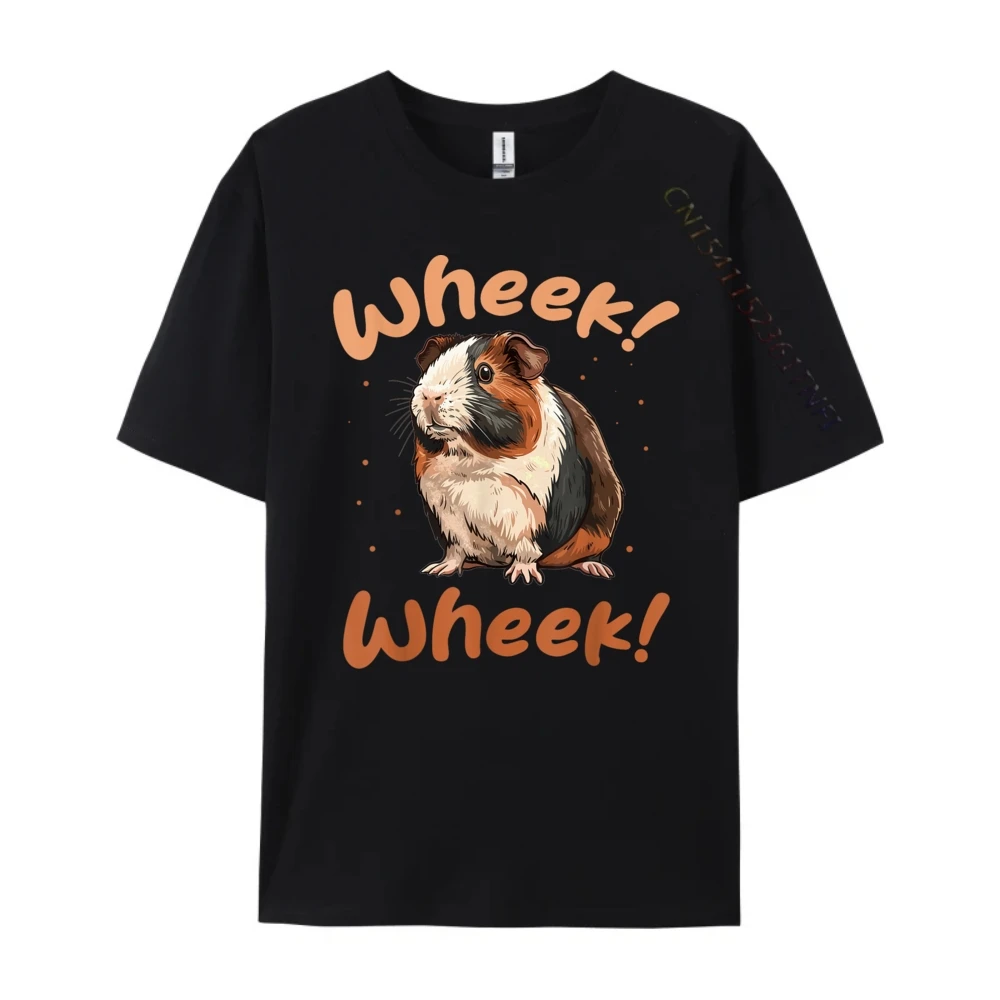 Guinea Pig Pet Rodent Animal Summer Labor Day 100% Cotton Fabric Crew Neck Adult Tops Tees Tops Tees Loose Short Sleeve T-shirts Guinea Pig Pet Rodent Animal Wheek Wheek_B8056 black