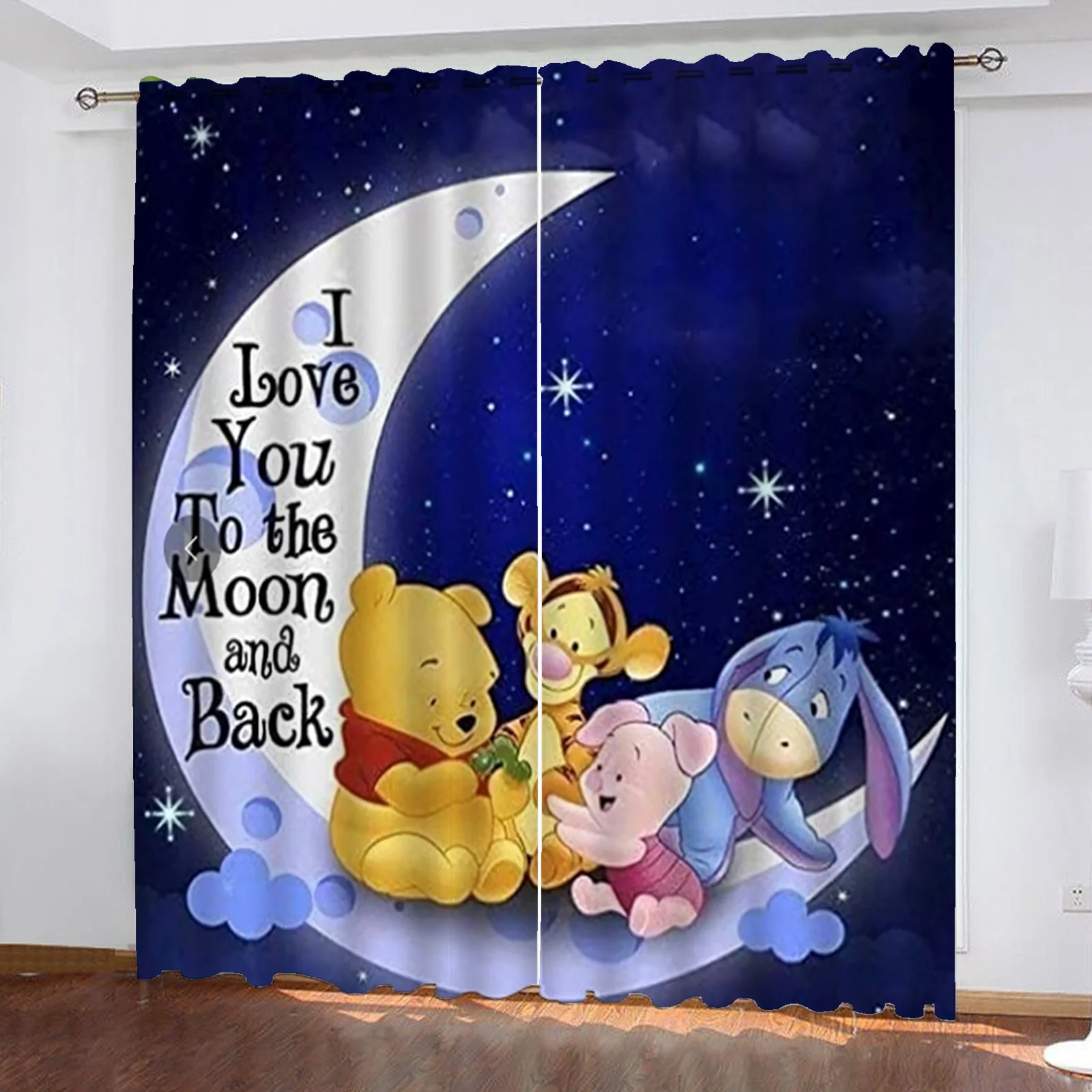 

Winnie the Pooh Disney Animation Curtain Cartoon Window Polyester Shade Kids Bedroom Decorations Room Multiple Sizes Curtains