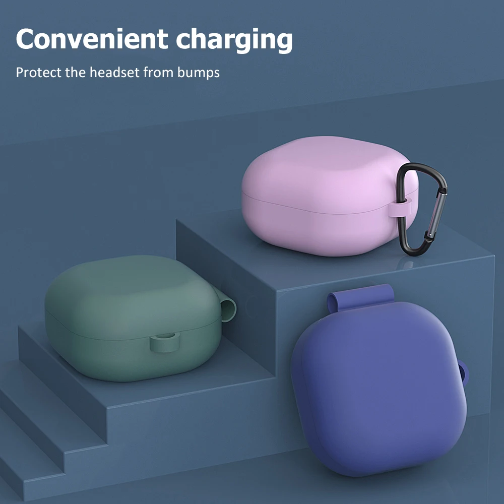 For Samsung Galaxy Buds 2/Buds Live Silicone Bluetooth-compatible Headset Protective Case Skin with Earphone Hook