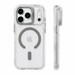 Flip - up Lens Holder Magnetic Phone Case with Magsafe Compatibility - iPhone 15 Plus (GRAY)