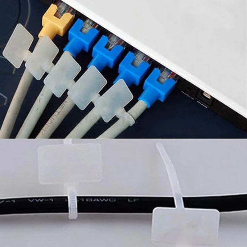 

100pcs Nylon Cable Ties Self-Locking Easy Marking Plastic Label Markers Network Loop Wire Straps Nylon Cable Ties Tag Labels