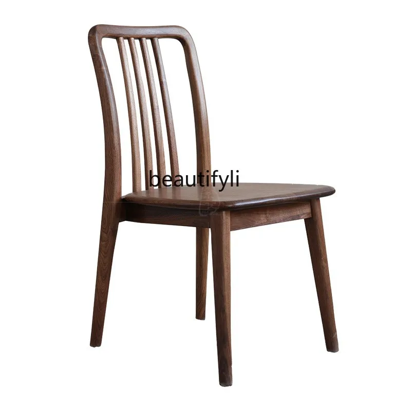 

Black Walnut Wooden Dining Chair Solid Wood Chair Simple Home Armchair Desk Chair Leisure Chair