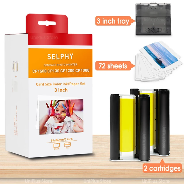  Compatible with Canon Selphy CP1500 Ink and Paper for CP1300  CP1200 CP1000 CP910, KP-108IN KP108 3 Color Ink Cartridges and 108 Photo  Paper Sheets (4'' x 6'' Glossy Paper) for