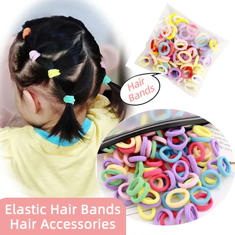 100Pcs/Set Children Elastic Hair Bands Baby Rubber Band For Kids
