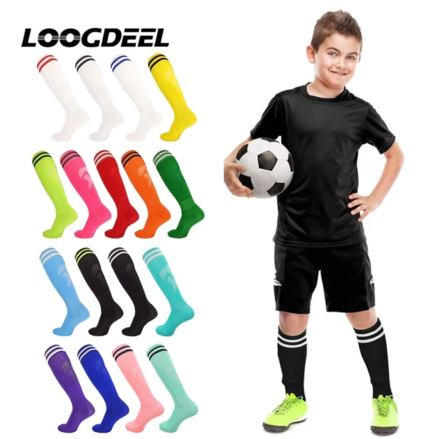 Chaussettes de football Loogdeel, chaussettes longues en coton pour adultes et enfants, chaussettes antidérapantes pour le football, le baseball, la course à pied et les sports 1