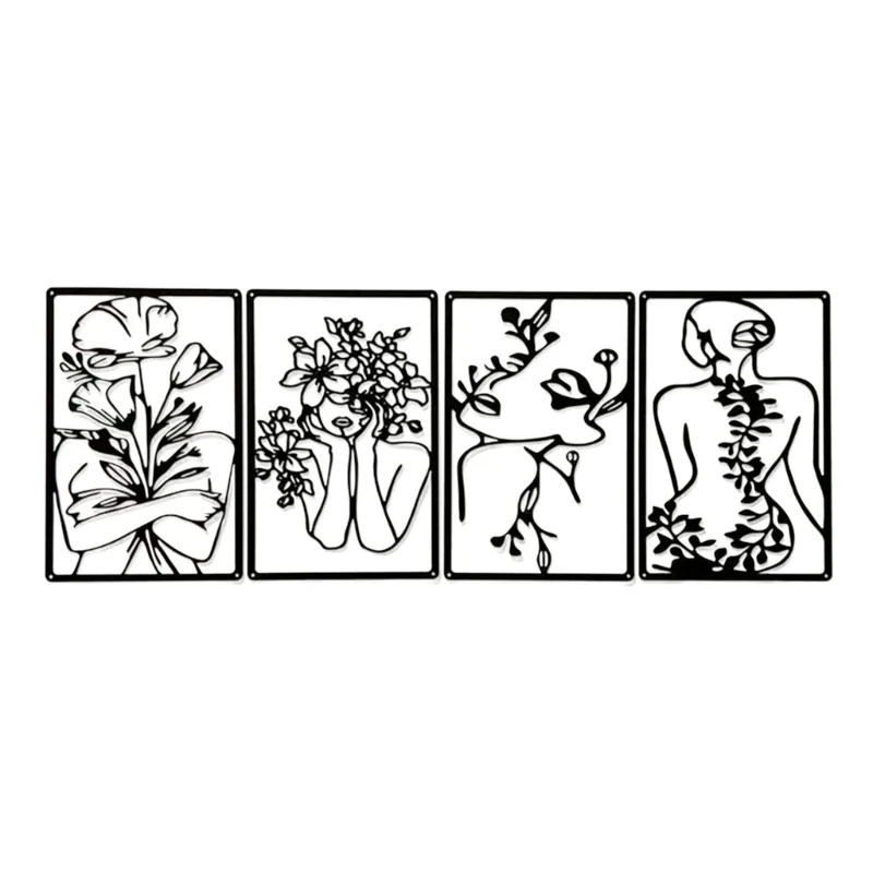 

4PCS/SET Metal Wall Sculpture Metal Abstract Woman for Home Bedroom Living Room DXAF