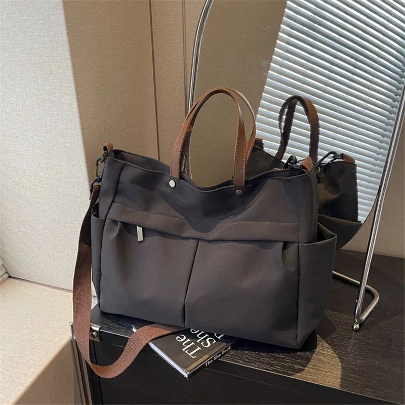 حقيبة يد واسعة من النايلون للنساء حقيبة يد أنيقة ع...