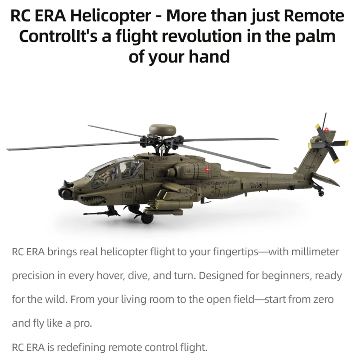 NEW RC ERA C170 RC Helicopter 6CH Optical Flow Positioning Apache Brushless Stunt Armed RC Helicopter Model One-key Inverted Toy - 3