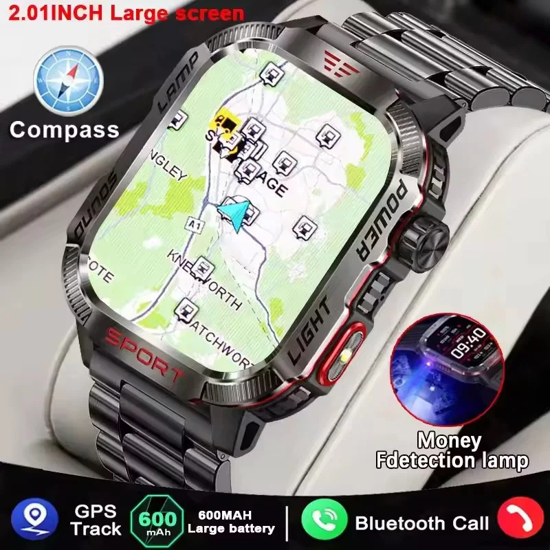 New For  Smart Watch Military GPS Men Flashlight Waterproof Outdoor Sport Tracker Bluetooth Call Smartwatches Women