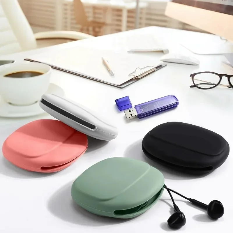 Portable Data Cable Headphone Storage Box Earphone Data Cable Organizing Bag Silicone Storage Case with Cable Ties Coin Purse images - 6