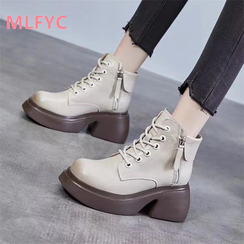 Winter New Thick Sole Boots for Women Fashion Versatile Retro Thick Heel Mid Sleeve Short Boots for female Casual Simple Boots