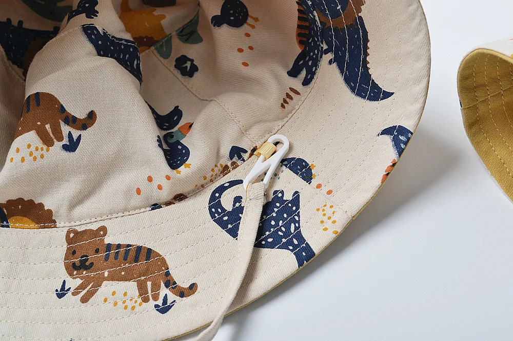 deer jonmi Spring Summer Baby Boys Buckets Hats Korean Style Cartoon Printed Toddlers Kids Outdoors Sunshade Fisherman Hat