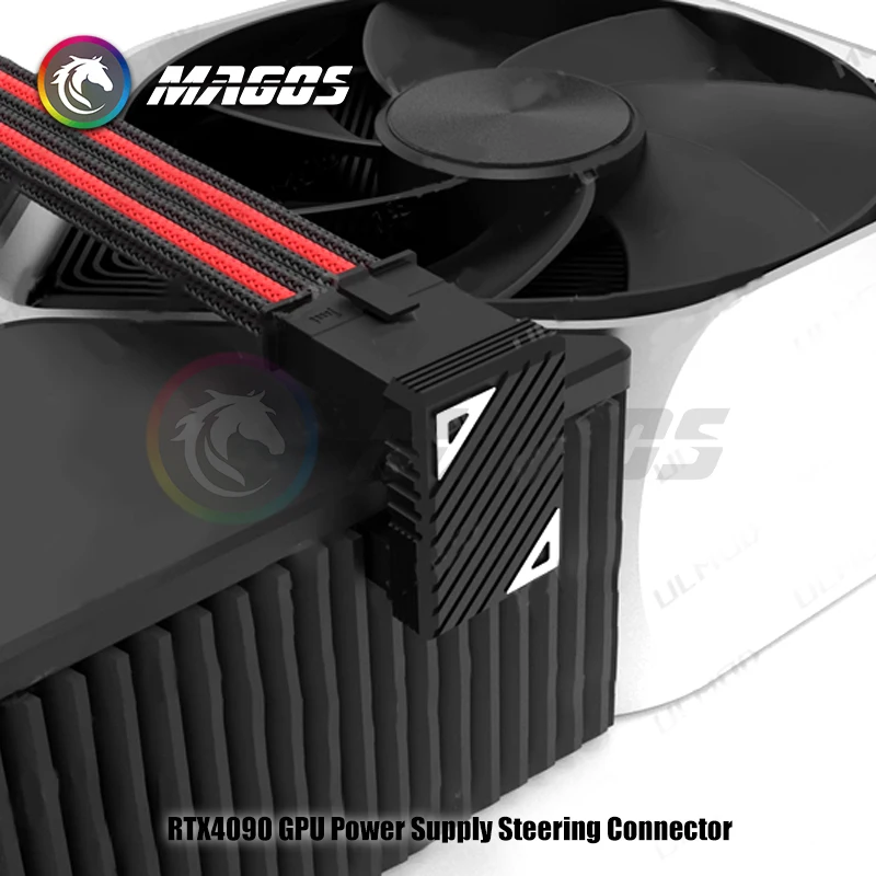 High-Power GPU Connector Adapter - 600W Elbow Wiring Artifact in Black/Silver