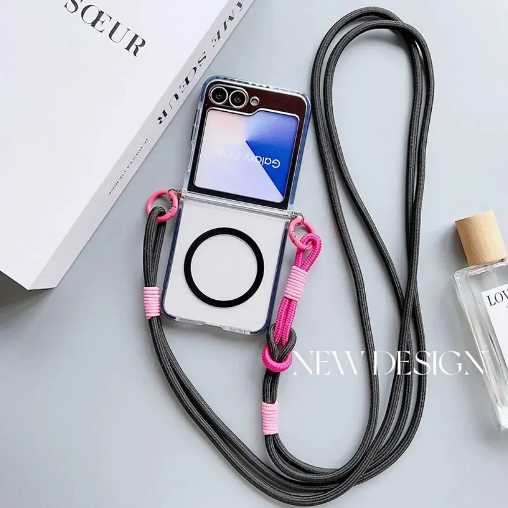 Magnetic Crossbody Lanyard Phone Case with Transparent Dual-Color Design