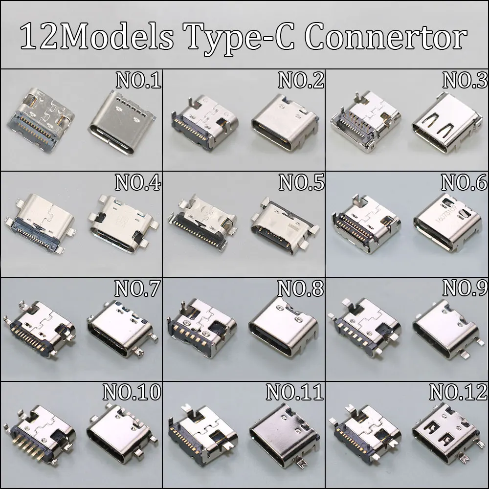 Modelos Tipo-c 12 24 Pinos Smt Soquete Conector Usb 3.1 Fêmea Smd Dip para Huawei Samsung Lenovo Pcb Design Faça Você Mesmo Alta Corrente 12
