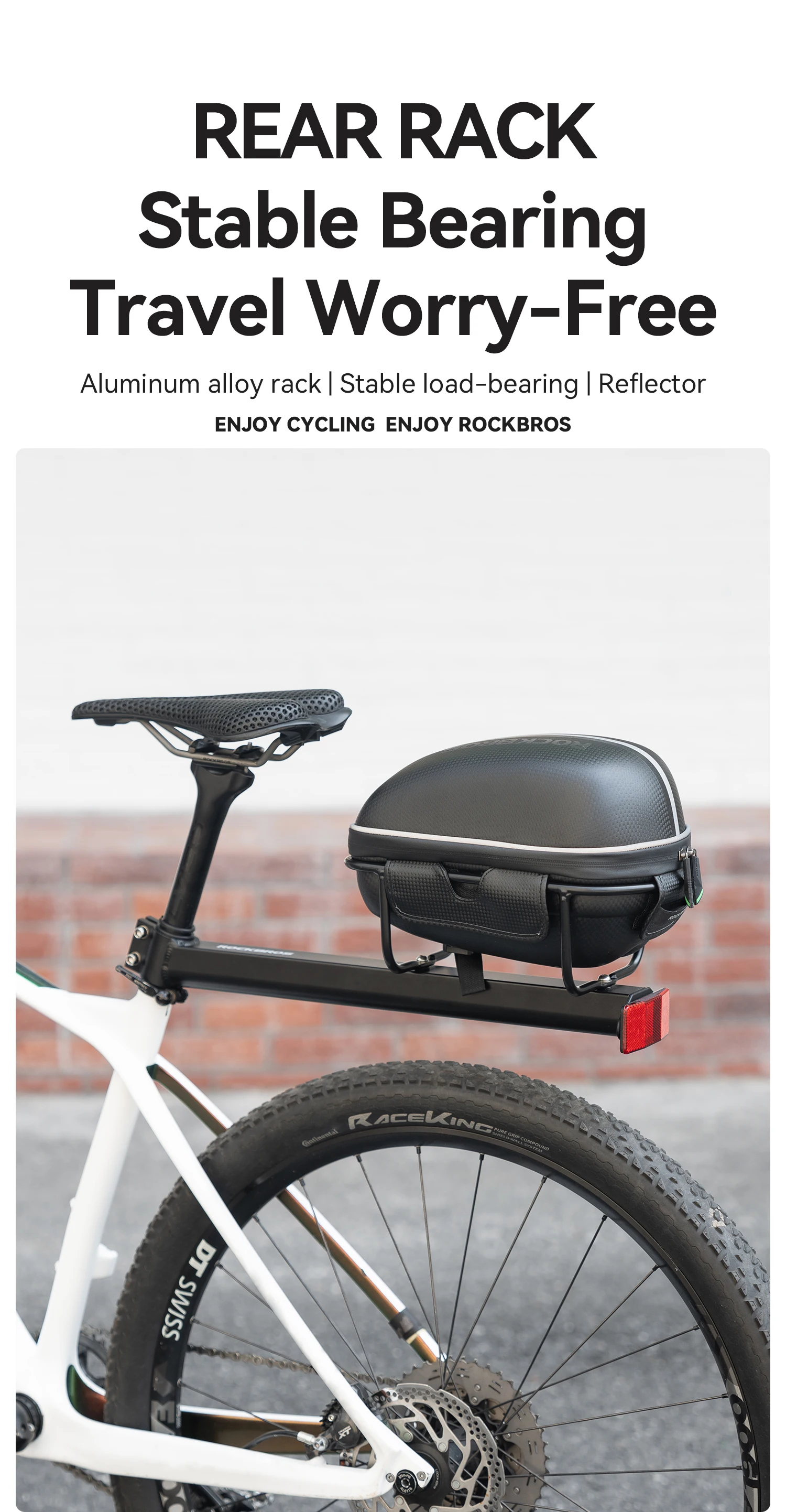 Bike rear rack mounted on bicycle
