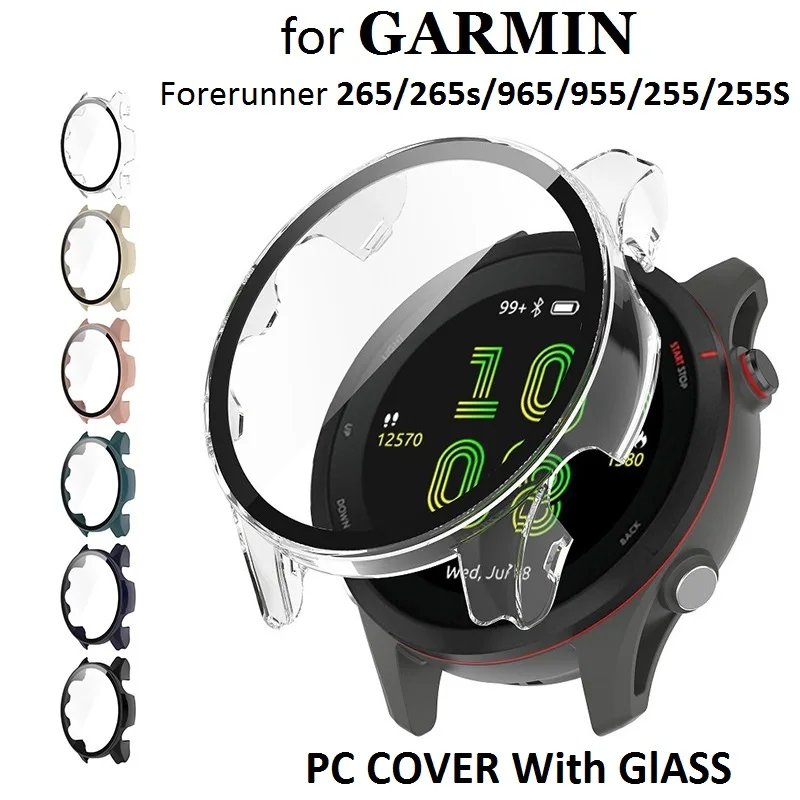 

10PCS PC Cover for Garmin Forerunner 265 265S 255S 255 965 955 Smart Watch Hard Bumper Tempered Glass Screen Protector Case