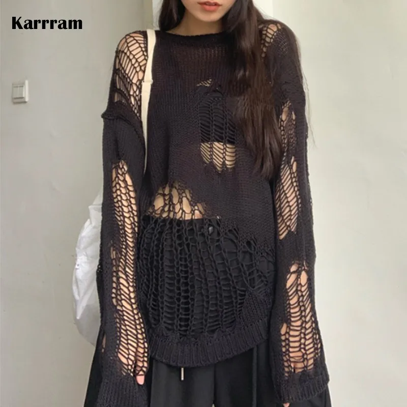 Sweater Knitted Holes Knitted Pullovers Hole Hollow Oversized Sweater Hollow Aliexpress