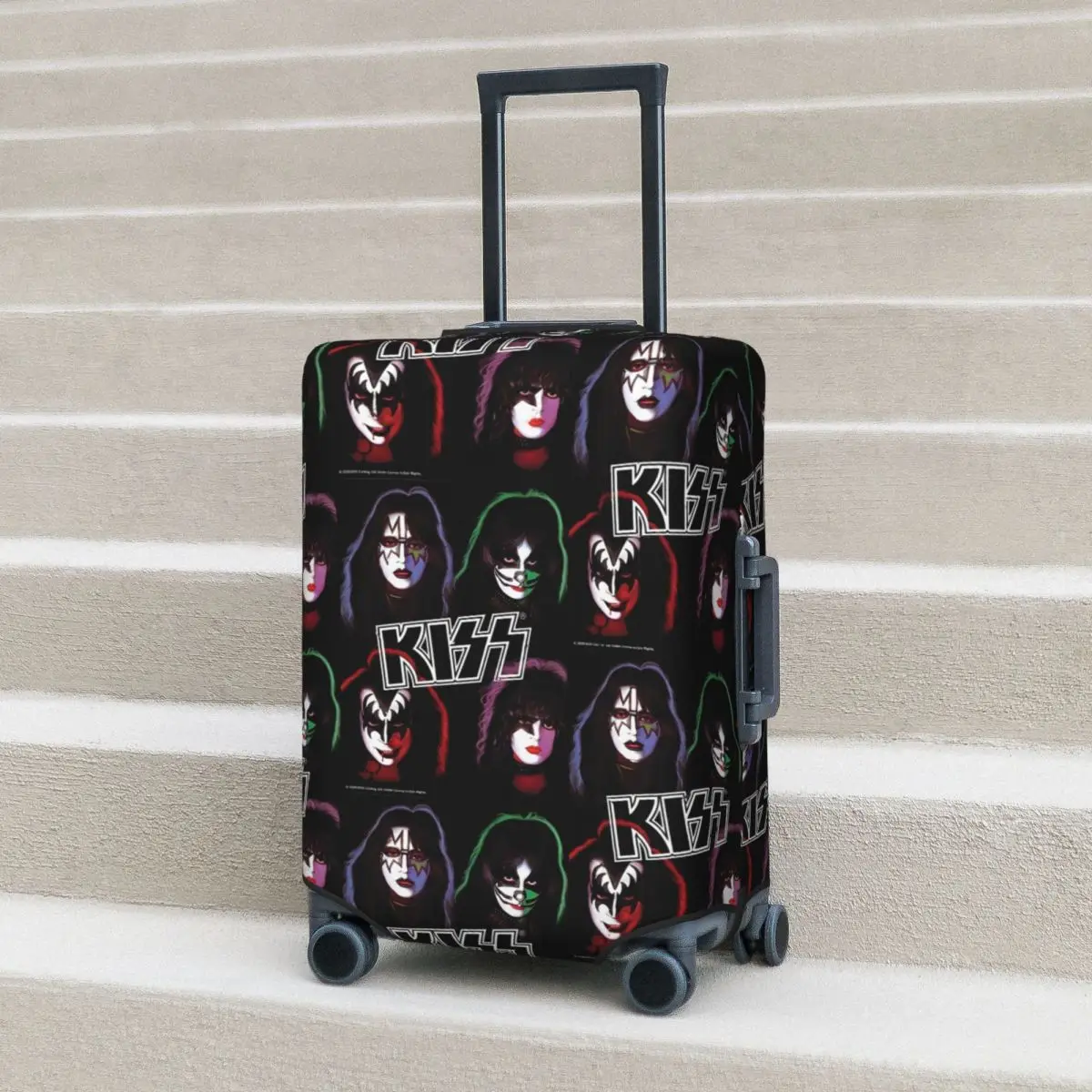 Kiss Band Group Suitcase Cover Rock Band Holiday Business Strectch Luggage Case Protector