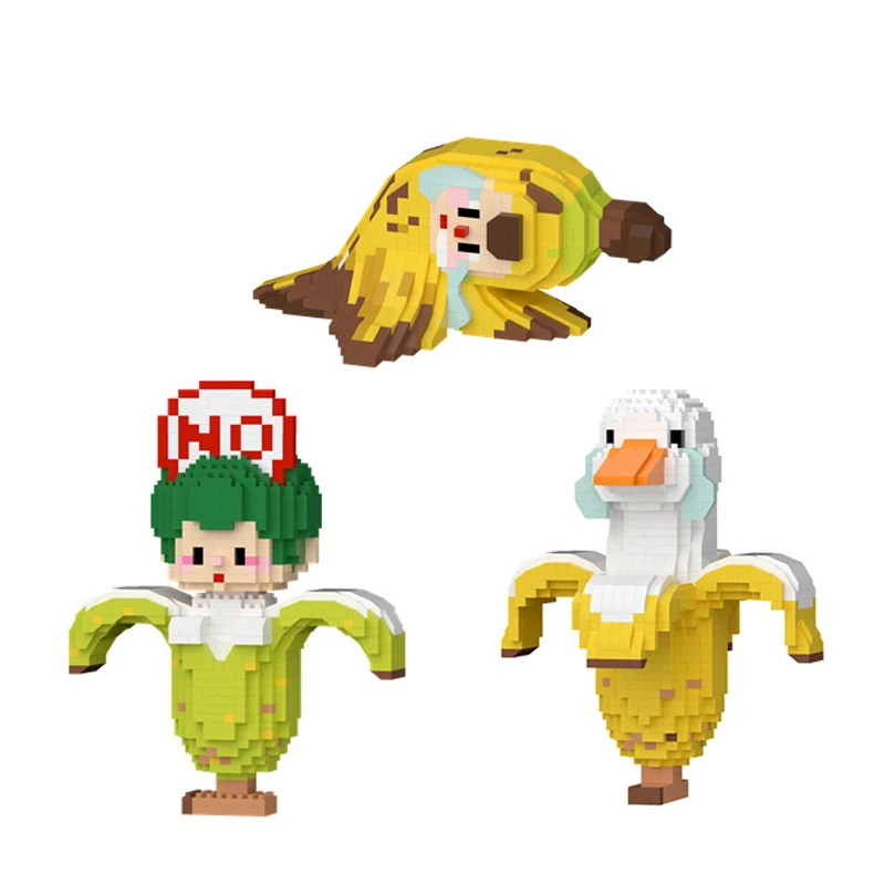 

Kawaii Fruit Micro Building Blocks Banana Put Rotten 3D Figure Doll Model Assembled Block Mini Bricks Decoration Toys Kids Gifts