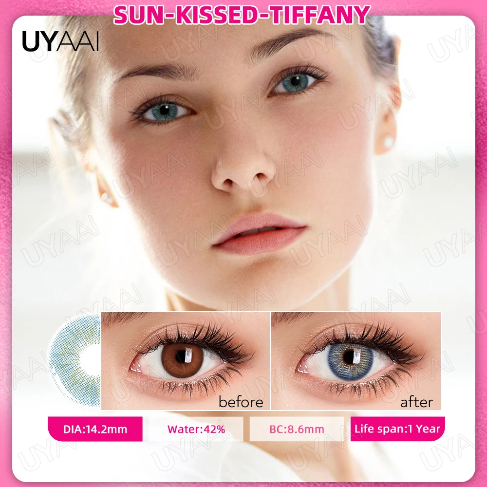 Natural Color Contact Lenses - Gray and Blue, Yearly Wear, 2 Pack
