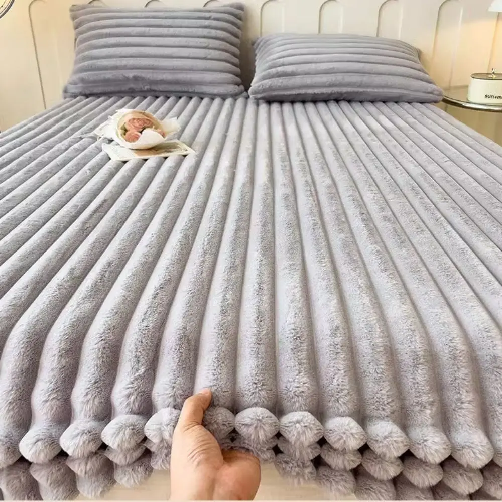 Minimalist All-inclusive Mattress Cover Solid Color Elastic Band Winter Bed Sheet Washable Thickened Mattress Protector Bedroom