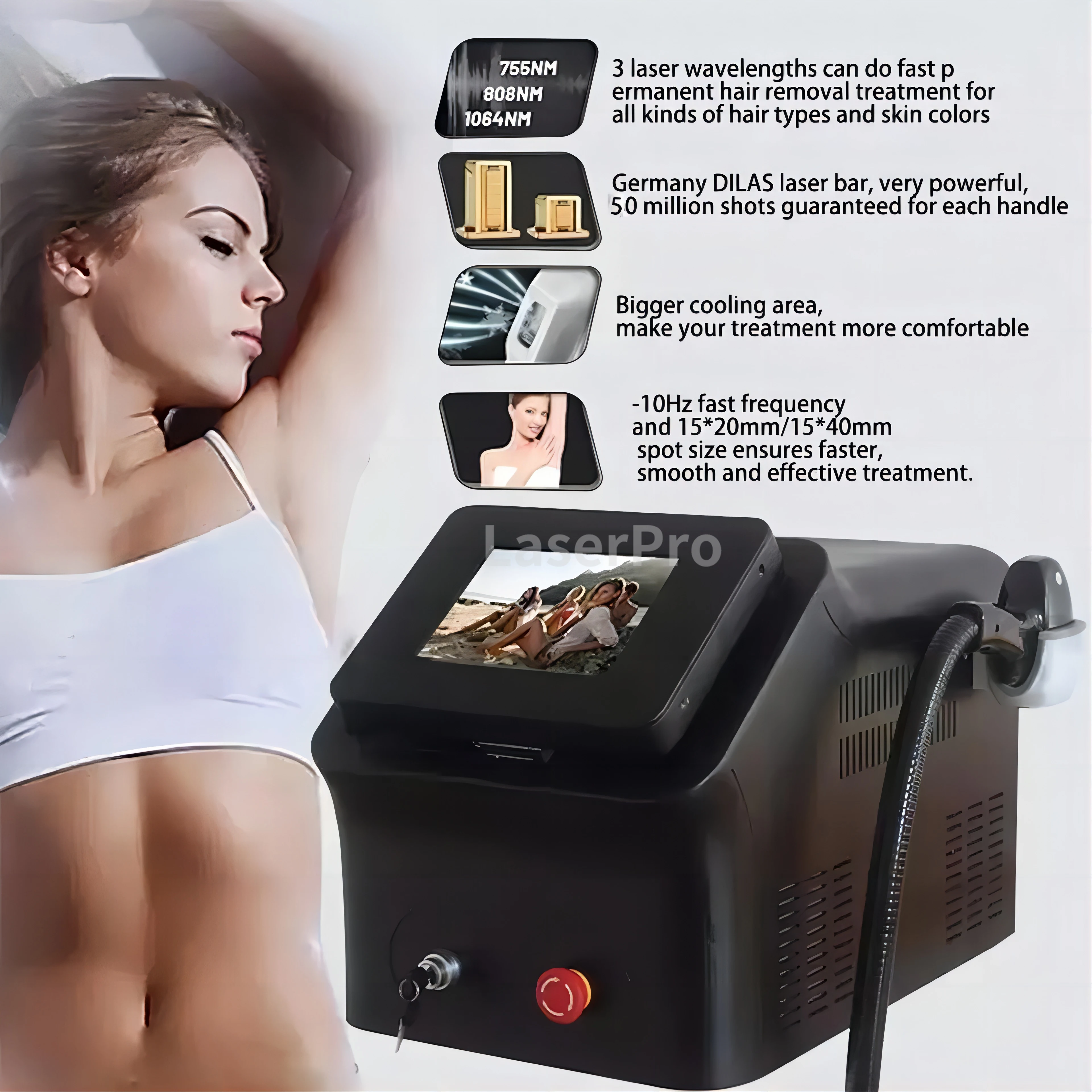 New Arrival 808nm Diode Laser Hair Removal Device Ice Titanium Painless Epilator  Depilation Fast Hair Removal Machine For Salon