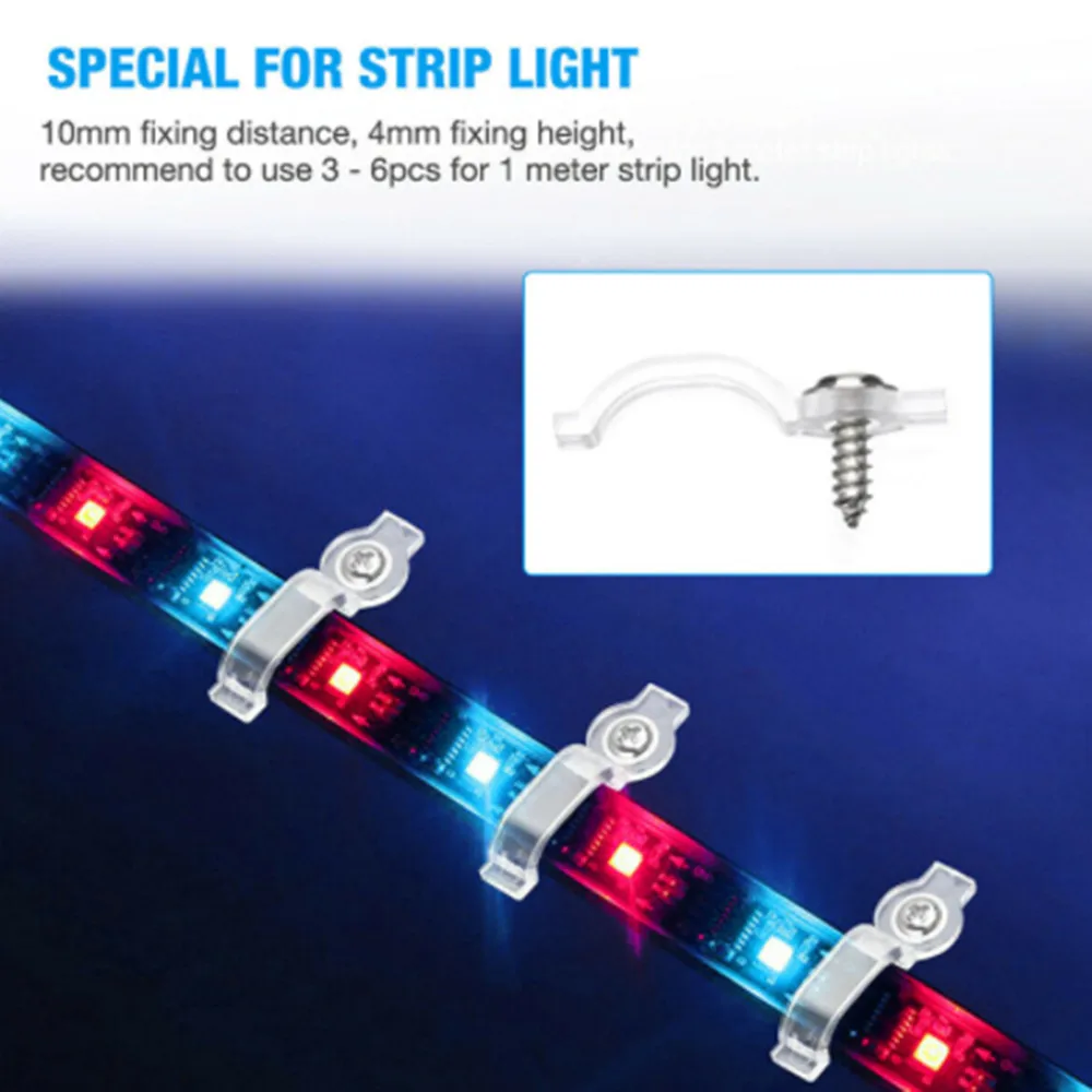 100pcs Led Light Strip Mounting Bracket Silicone Fixing Clip For 3528