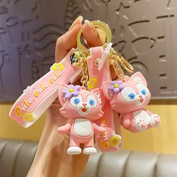 Cartoon Character Linabelle Car Key Chain Silicone Pendant Pink Couple Backpack Key Ring Jewelry Accessories Birthday Gift