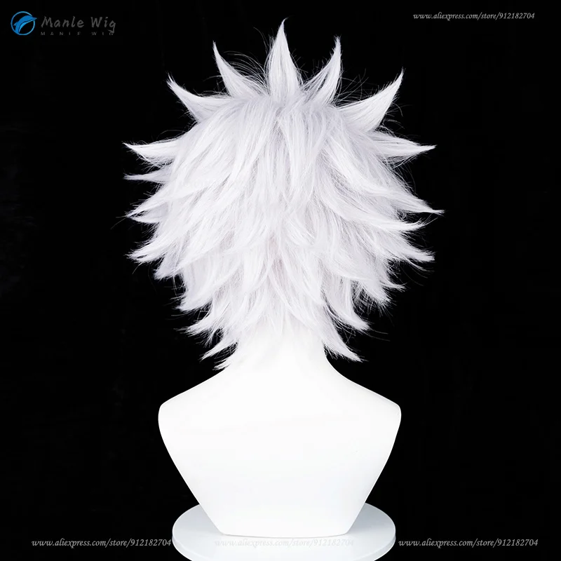 Anime  Cosplay Killua Zoldyck Cosplay Wig 30cm Silver White Wig Heat Resistant Synthetic Hair Party Wigs + Wig Cap