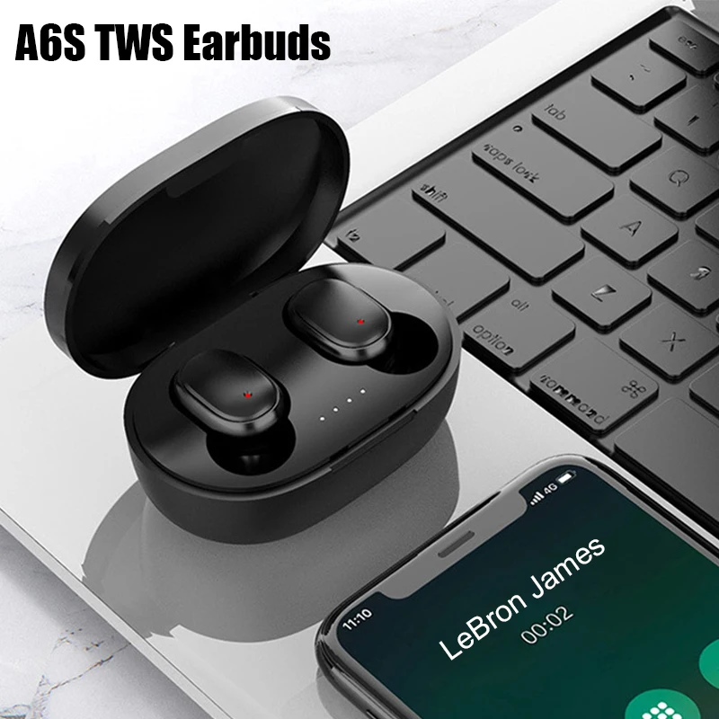 A6S TWS Fone Bluetooth слушалки Безжични слушалки Шум Стерео звукопотискащи слушалки С микрофон Безжични Bluetooth слушалки