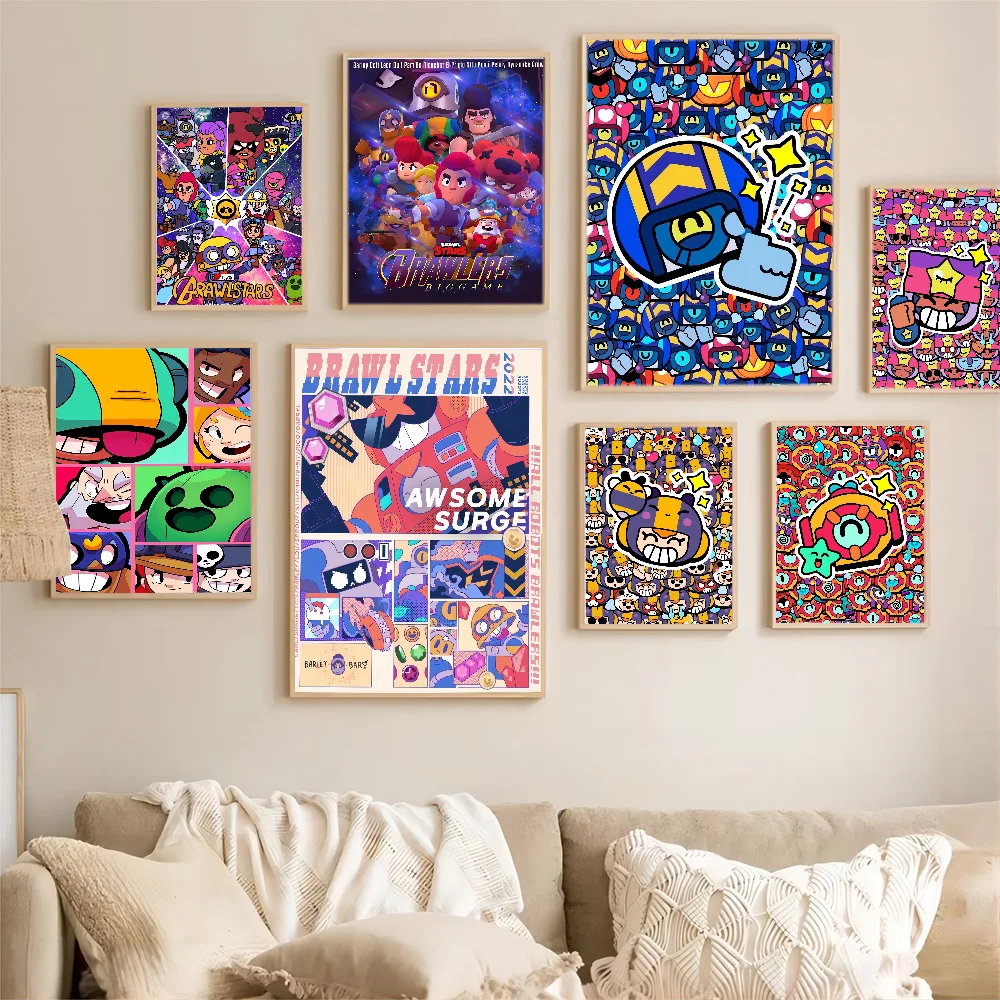 Game B-rawl-S-Stars Self-adhesive Art Poster Whitepaper Sticker DIY Room Bar Cafe Wall Decor