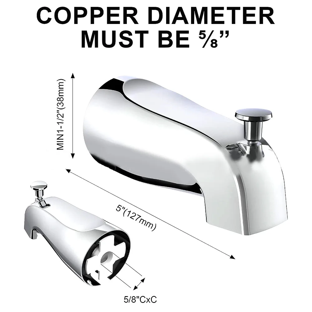 1 Pcs Sliding Bath Spout Bathtub Faucet With Diverter Fits 1/2" Copper Water Pipe  Single-lever Design Bathroom Accessories 4