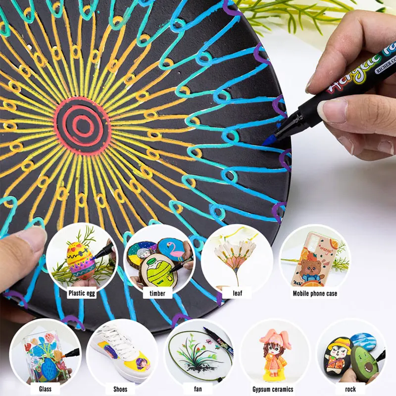 12-100 Colors Brush Tip Acrylic Paint Pens Markers for Glass Canvas Rock Painting Wood Ceramic DIY Crafts Making Art Supplies