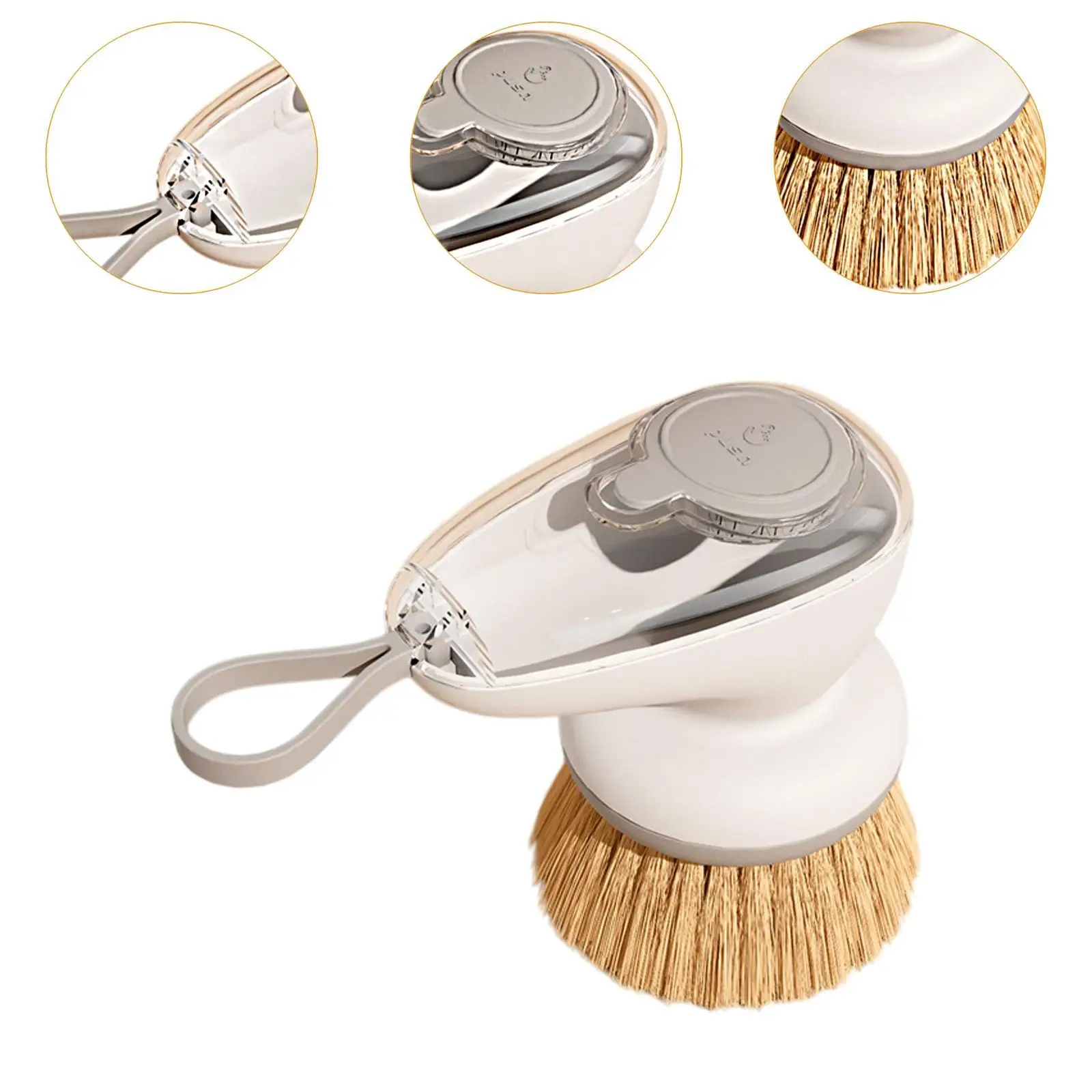 Dish Brush with Soap Dispenser Multifunction Leakproof Portable Kitchen Cleaning Brush for Pan Pot Scrubber Sink Cleaner Kitchen