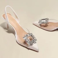 Spring and Autumn Fashion New Sexy Banquet Comfortable Crystal Transparent Solid Color Pointed Toe Women's High Heels - Image 3