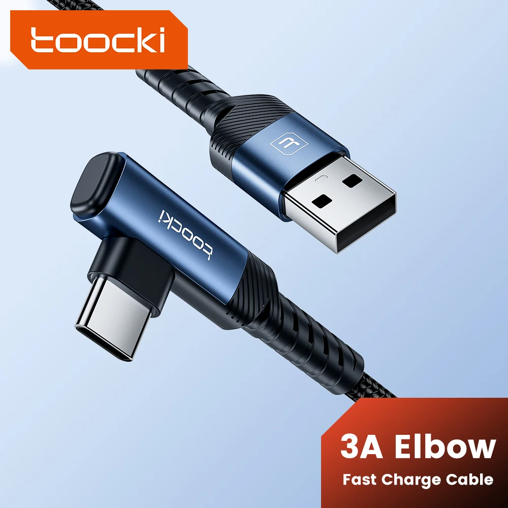 Toocki 3A USB to Type C Fast Charging Cable with 90° Elbow Design