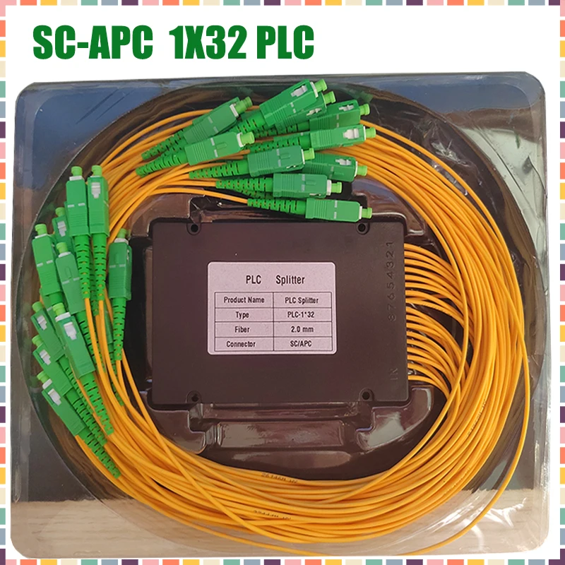 Free Shipping Optical Fiber Splitter 1x32 PLC SC APC 1M PLC Optical Fiber Splitter Box Fiber Optic Material FTTH Fiber optic ABS
