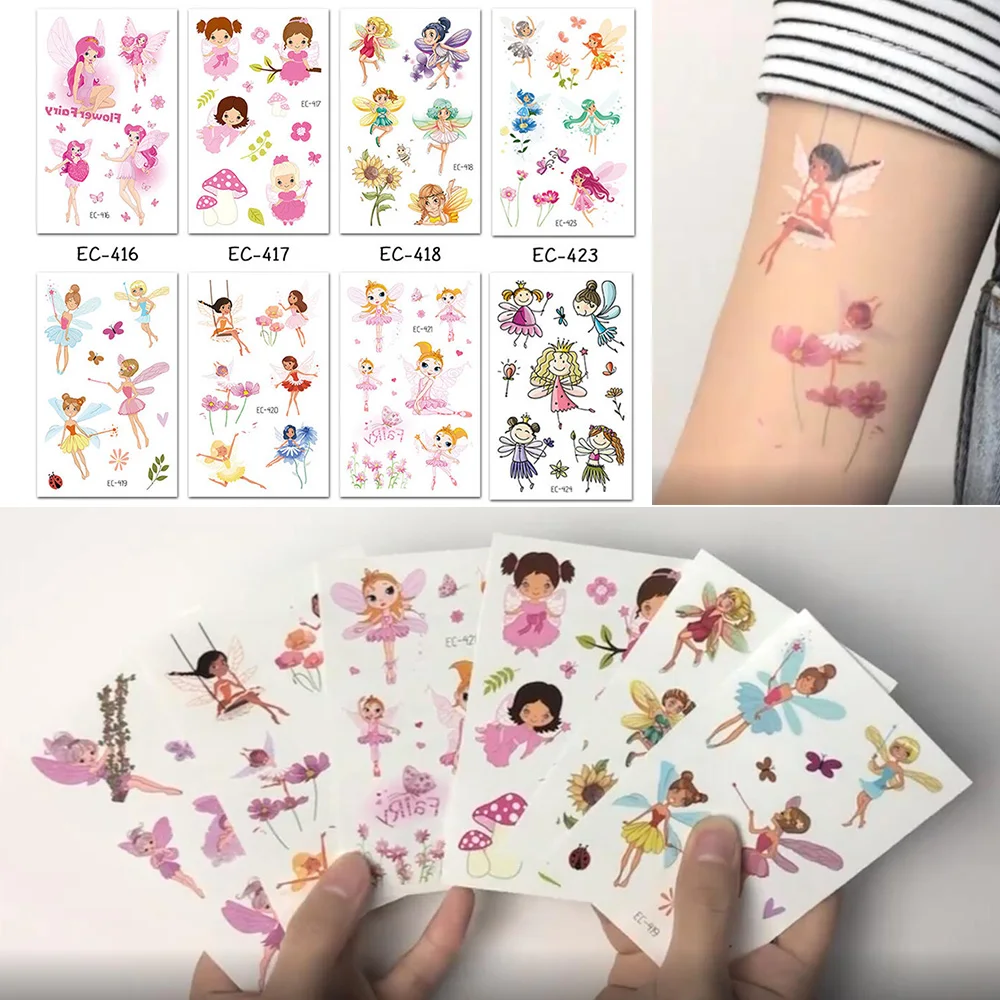Enchanting Fairy Temporary Tattoos for Girls - 12 Sheets of Whimsical Forest and Garden Designs