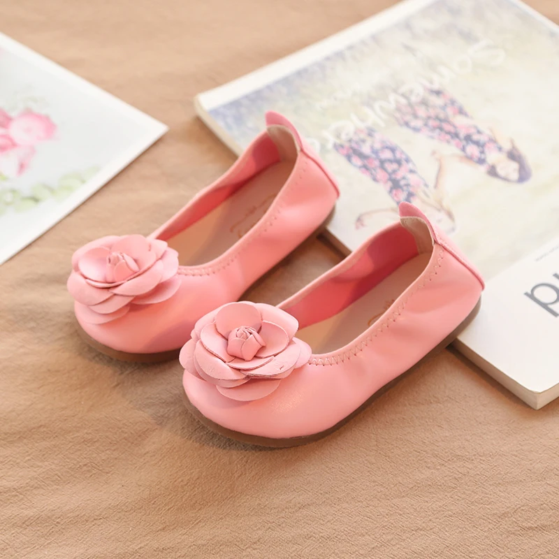 New Girls leather shoe Slip on Black Red Girl Leather Shoe Flower Ballet Children's Flat Girls leather shoes leather shoes girls shoes girls flats