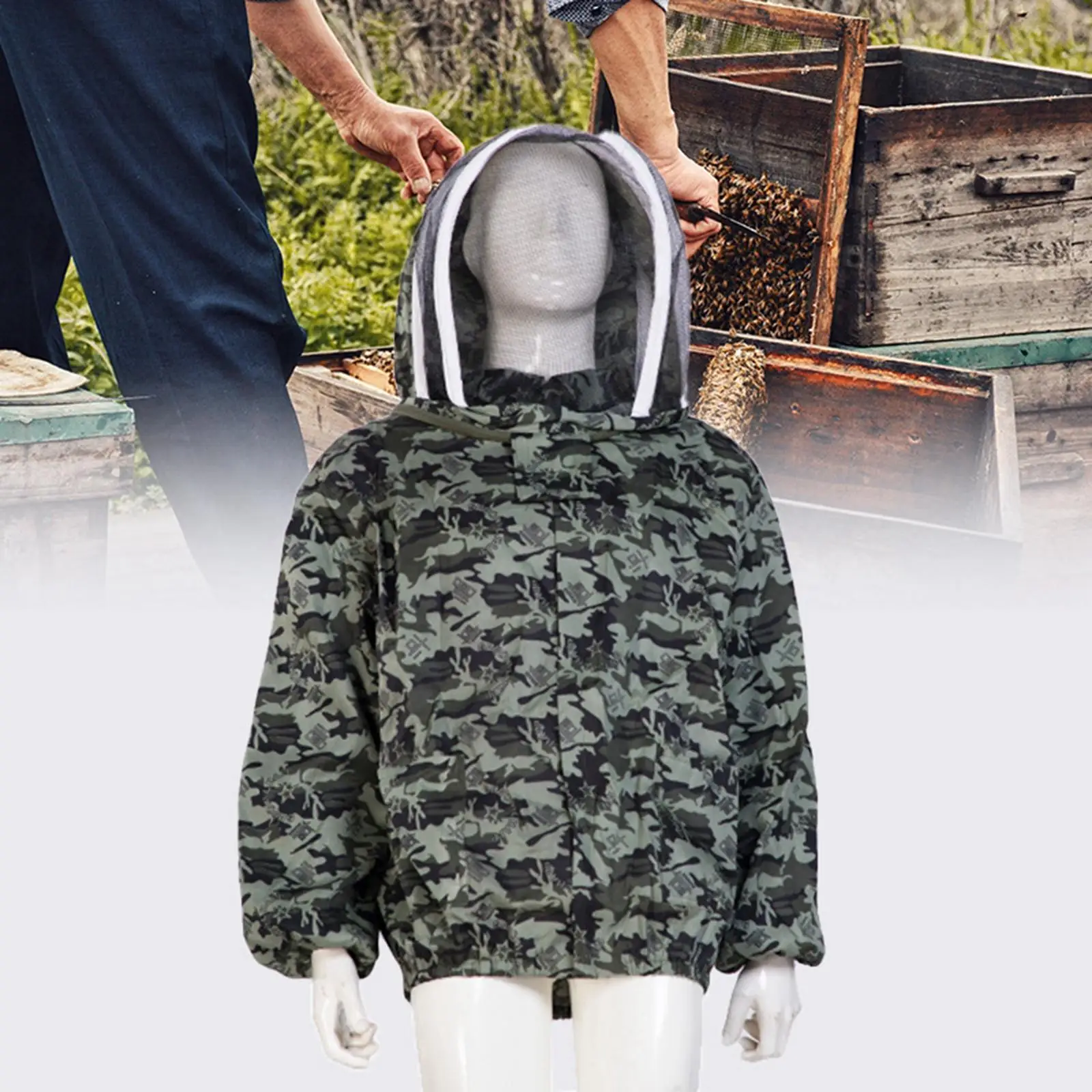 Beekeeping Jacket with Fencing Veils Ventilated Jacket Hat Equip Suit Breathable Premium Beekeeper Suit Farm Smock
