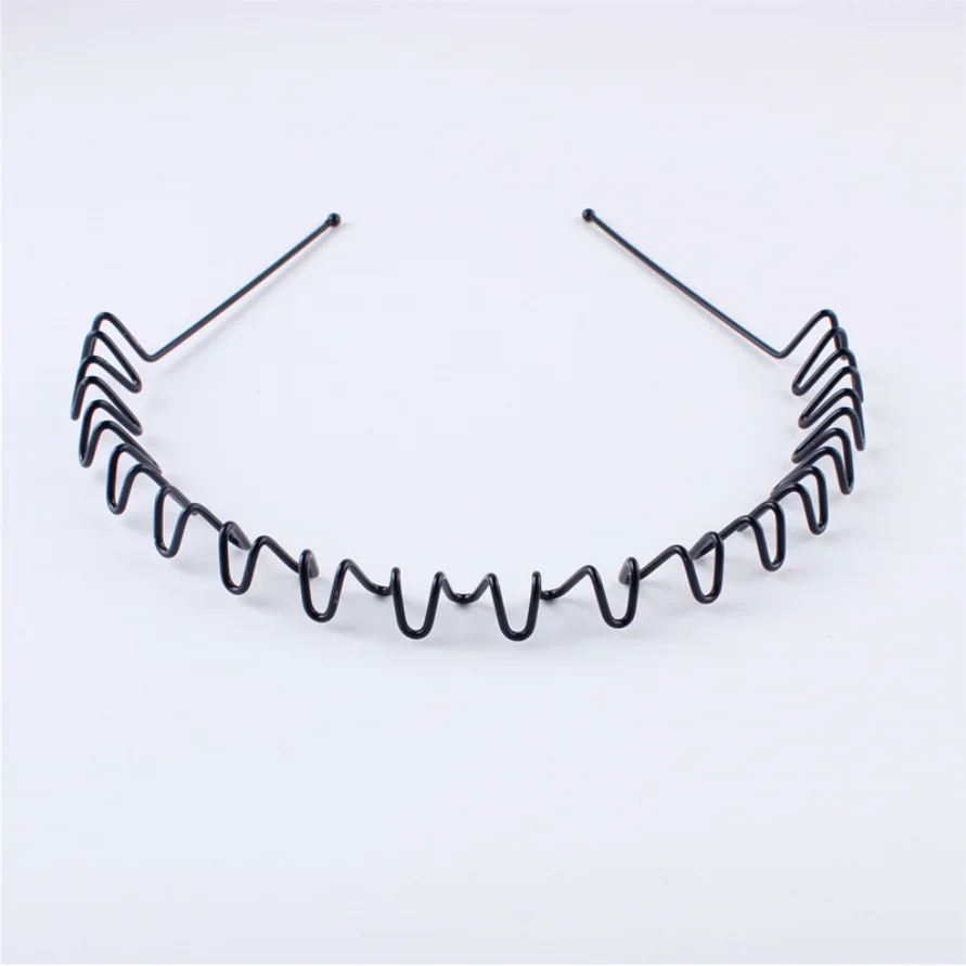6pcs Fashion Metal Hair Band for Men Women Unisex Black Wavy