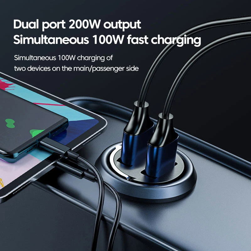 Elough Mini Car Charger 200W Fast Charging Dual USB Type C For iPhone 13 12 Xiaomi Elough Mini Car Charger 200W Fast Charging Dual USB Type C For iPhone 13 12 Xiaomi