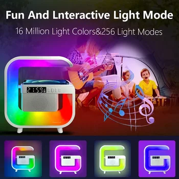RGB Light Wireless Charger Stand Pad Multi Bluetooth 5.0 Speaker FM Alarm Clorck For iPhone Samsung Xiaomi Fast Charging Station